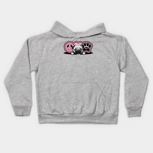 Pug Dog Breed Peace Love Paw ( Puppies Rule! ) Kids Hoodie